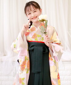 KYOETSU ガールズ 華やかB 袴4点セット ( 二尺袖 + 帯 + 袴 + 襦袢 ) 花和柄 キョウエツ 着物・浴衣・和装小物 着物【送料無料】
