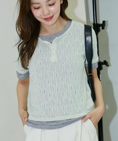 PUBLUX ＜セットアイテム＞カット × ジャガード ヘンリーネック Tシャツ 限定展開 フリークスストア トップス カットソー・Tシャツ ブラック グリーン【送料無料】