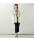 【洗える・日本製・L~4Lサイズ】シルエットフラワー チュールカットソー