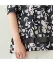 【洗える・日本製・L~4Lサイズ】シルエットフラワー チュールカットソー