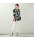 【洗える・日本製・L~4Lサイズ】シルエットフラワー チュールカットソー