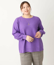 【SALE／19%OFF】eur3 【大きいサイズ】パフスリーブラメニット エウルキューブ トップス ニット ブルー パープル グレー ブラック【送料無料】