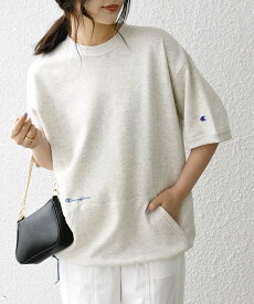 SHIPS any 【SHIPS any別注】Champion: ロゴ刺繍 スピンドル スウェット Tシャツ 26SS◇ シップス トップス カットソー・Tシャツ ベージュ ブラック【送料無料】