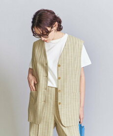 【SALE／70%OFF】BEAUTY&YOUTH UNITED ARROWS ノーカラー ストライプツイード ベスト ユナイテッドアローズ アウトレット トップス ベスト・ジレ ホワイト【送料無料】