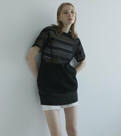 【SALE／50%OFF】LE CIEL BLEU テープディテールレーストップ / Tape Detail Lace Tops ルシェルブルー トップス シャツ・ブラウス ブラック ホワイト【送料無料】