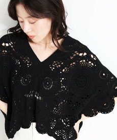 le.coeur blanc TORRAZZO DONNAクロシェレースブラウス ルクールブラン トップス シャツ・ブラウス ホワイト ブラック【送料無料】