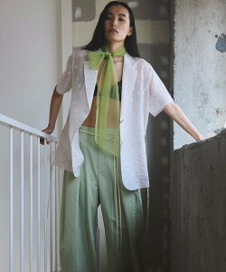 MAISON SPECIAL Flower Sheer Half-Sleeve Jacket / �t�����[�V�A�[�n�[�t�X���[�u�W���P�b�g ���]���X�y�V���� �W���P�b�g�E�A�E�^�[ �e�[���[�h�W���P�b�g�E�u���U�[ �z���C�g �s���N �u���b�N�y������