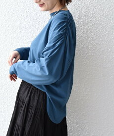 【SALE／40%OFF】SHIPS WOMEN * ＜洗濯機可能＞ショルダー ギャザー ラウンド へム ロング スリーブ TEE ◇ シップス トップス カットソー・Tシャツ ホワイト グレー ブルー