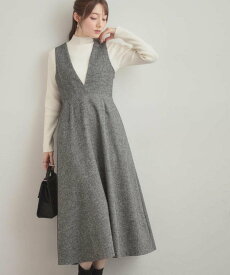 Couture Brooch 【通勤・大人上品】ラメツイード ジャンパースカート クチュールブローチ ワンピース・ドレス その他のワンピース・ドレス ブラック ブラウン【送料無料】