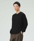 裏起毛 ハニカム ヘンリーネック カットソー