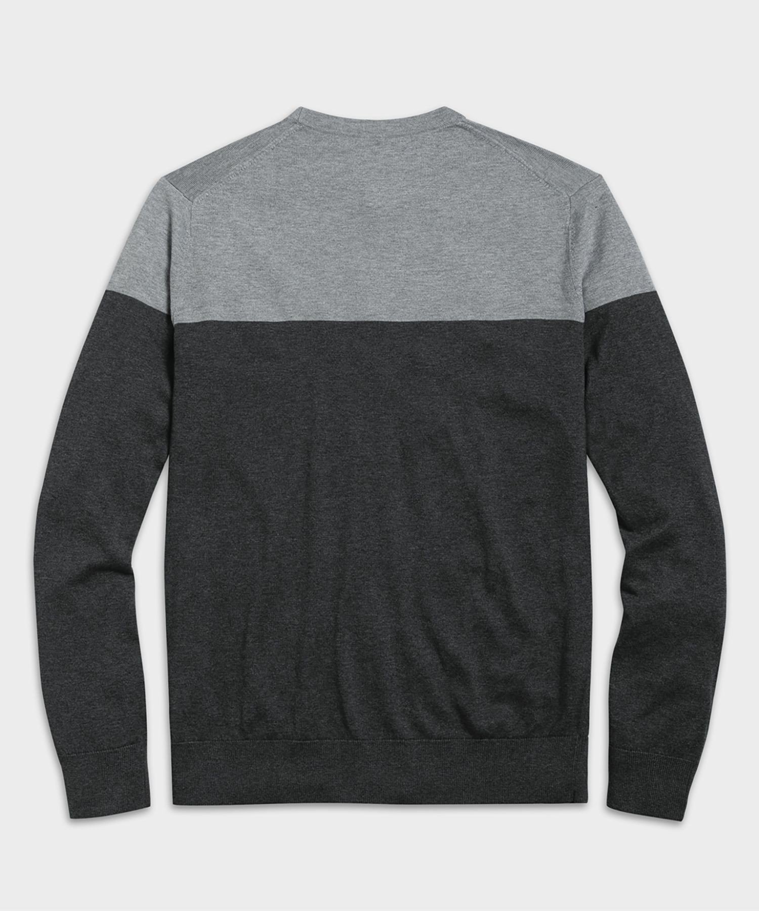 (M)シルク/コットン カラーブロック クルーネックセーター