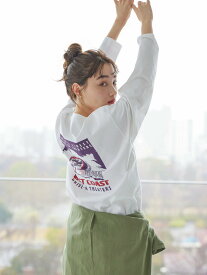 【SALE／50%OFF】AMERICAN HOLIC Cityプリントカットプルオーバー/クルーネック/綿100%/コットン/カジュアル/長袖/ロゴTシャツ/23SS アメリカン ホリック トップス カットソー・Tシャツ ホワイト ブルー