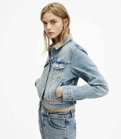 ALLSAINTS (W)JUNO DENIM JACKET オールセインツ ジャケット・アウター デニムジャケット ブルー【送料無料】