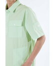 ストライプ ハーフスリーブ シャツアウター (MENS)