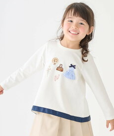 【SALE／20%OFF】petit main お洋服モチーフ長袖Tシャツ ナルミヤオンライン トップス カットソー・Tシャツ ネイビー ピンク ホワイト