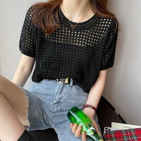 【SALE／30%OFF】miniministore メッシュサマーニット レディース半袖夏服 ミニミニストア トップス シャツ・ブラウス ホワイト ベージュ ブラック