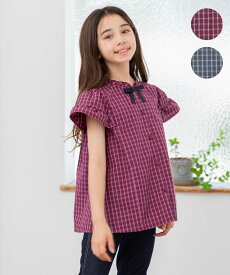 【SALE／30%OFF】組曲 KIDS 【110-140cm】チェックラッフル ブラウス クミキョク トップス シャツ・ブラウス ブルー レッド