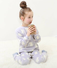 devirock ガールズ もこもこフリース パジャマ 長袖パジャマ ルームウェア 長袖 25AW デビロック インナー・ルームウェア パジャマ ブルー ホワイト ピンク