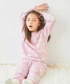 【SALE／25%OFF】devirock ガールズ もこもこフリース パジャマ 長袖パジャマ ルームウェア 長袖 25AW デビロック インナー・ルームウェア パジャマ ブルー ホワイト ピンク