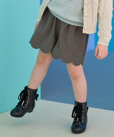 【SALE／50%OFF】ANY KIDS ミニ丈 へリンボン キュロット エニィ パンツ キュロット ベージュ グレー