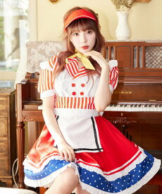 Brightlele 「 アメリカンレトロダイナー 」 ハロウィン コスプレ 仮装 ダイナー メイド メイド服 ブライトララ ファッション雑貨 その他のファッション雑貨 ブラック レッド【送料無料】