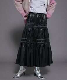 【SALE／50%OFF】MAISON SPECIAL Vegan Leather Volume Skirt メゾンスペシャル スカート ロング・マキシスカート ブラック ブルー グリーン ベージュ【送料無料】