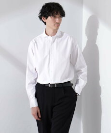 【SALE／50%OFF】NANO universe 「N shirt」Anti Soaked(R) 汗染み防止ホリゾンタルカラーシャツ長袖 ナノユニバース トップス シャツ・ブラウス ブルー ホワイト【送料無料】