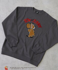 【SALE／9%OFF】coen TOM and JERRY (トムとジェリー)ヴィンテージライククルーネックスウェット コーエン トップス スウェット・トレーナー グレー ホワイト【送料無料】