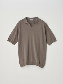 JOHN SMEDLEY スキッパーネック半袖コットンニットプルオーバー ｜ SYRES ｜ 30G MODERN FIT ジョンスメドレー トップス ニット ベージュ【送料無料】