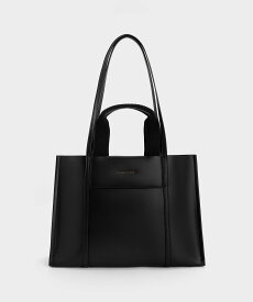 CHARLES & KEITH Shalia シャリア ラージダブルハンドルトートバッグ チャールズアンドキース バッグ トートバッグ ブラック ブラウン ベージュ【送料無料】