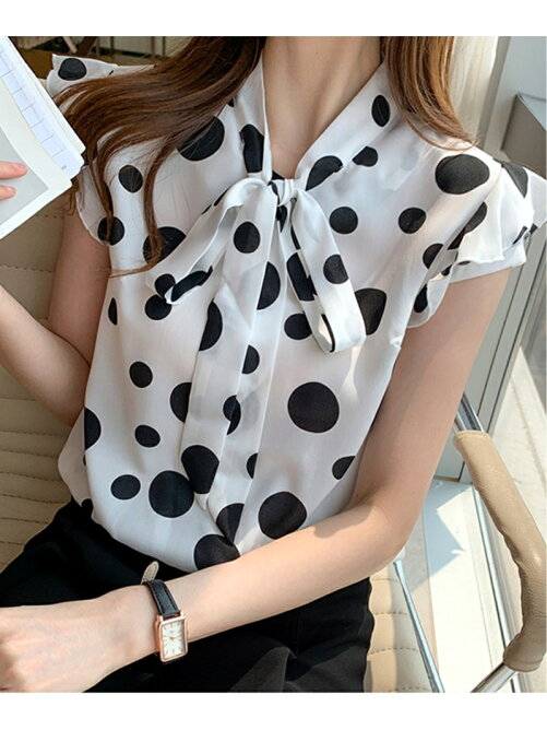 Primazel ランダムドット柄ボウタイカラーシフォンブラウス Rakuten Fashion 楽天ファッション 旧楽天 ブランドアベニュー Da78