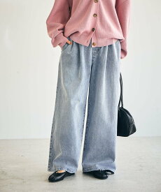 【SALE／50%OFF】studio CLIP 【新色追加】タックストレートデニムパンツ[プチ・プラスサイズあり]《CLIP denim》 スタディオクリップ パンツ ジーンズ・デニムパンツ ブラウン ブラック ブルー グレー