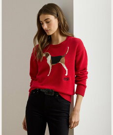 LAUREN RALPH LAUREN インターシャニット フォックスハウンド コットン セーター ラルフローレン トップス ニット レッド【送料無料】
