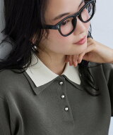 【SALE／20%OFF】VIS 【新色追加】ダブルカラーポロ襟半袖ニットトップス/WEB限定カラー ビス トップス …