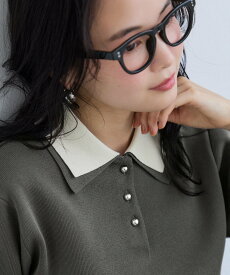 【SALE／20%OFF】VIS 【新色追加】ダブルカラーポロ襟半袖ニットトップス/WEB限定カラー ビス トップス ポロシャツ グレー ブルー ネイビー ベージュ ブラウン【送料無料】