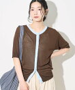 別注 シアー配色ニットカーディガン/リネンタッチ