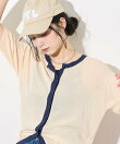 別注 シアー配色ニットカーディガン/リネンタッチ