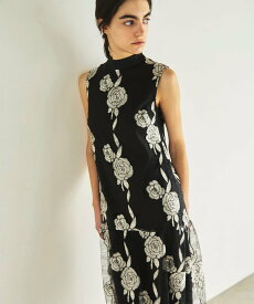 GRACE CONTINENTAL ハイネック刺繍ワンピース グレースコンチネンタル ワンピース・ドレス ドレス ブラック ホワイト【送料無料】