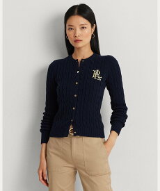 LAUREN RALPH LAUREN ケーブルニット コットン カーディガン ラルフローレン トップス カーディガン ネイビー【送料無料】