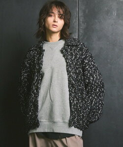 �ySALE�^30%OFF�zMAISON SPECIAL Slub Yarn Prime-Over Collared Cardigan ���]���X�y�V���� �g�b�v�X �J�[�f�B�K�� �O���[�� �u���b�N �O���[�y���������z