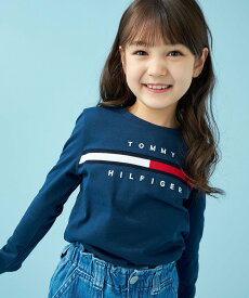 TOMMY HILFIGER 【90~165cm展開】ロゴロングスリーブTシャツ トミーヒルフィガー トップス カットソー・Tシャツ ホワイト ネイビー ブルー【送料無料】