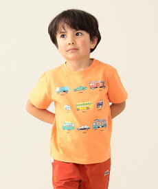BEAMS mini BEAMS mini / ワーキングカー Tシャツ 24SS(90~130cm) ビームス ミニ トップス カットソー・Tシャツ オレンジ ホワイト