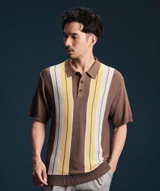 【SALE／30%OFF】THE SHOP TK 【日本テレビ系 ダメマネ!出演 鈴木仁さん着用】マルチストライプニットポロシャツ ザ ショップ ティーケー トップス ポロシャツ イエロー【送料無料】