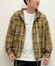 シアーチェック フーディシャツ