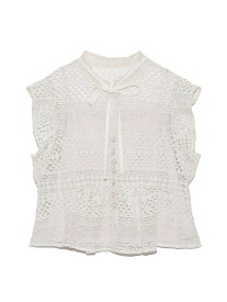 SNIDEL レースボウタイブラウス スナイデル シャツ/ブラウス シャツ/ブラウスその他 ホワイト ピンク【送料無料】