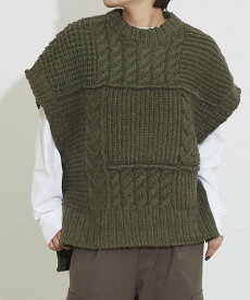 【SALE／50%OFF】CONVERSE TOKYO WOMEN OVER SILHOUETTE CABLE KNIT VEST コンバーストウキョウ トップス ニット ホワイト カーキ グレー【送料無料】