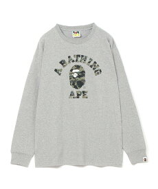 A BATHING APE 1ST CAMO COLLEGE L/S TEE ア ベイシング エイプ トップス カットソー・Tシャツ ベージュ ブラック グレー ホワイト【送料無料】