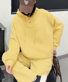 【SALE／30%OFF】aimoha - select - aimoha -select-/ボタン付きパーカー アイモハ トップス パーカー・フーディー ピンク ブラック ホワイト イエロー グレー