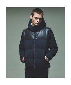 【SALE／30%OFF】ABAHOUSE LASTWORD 【700FP】レザーライクコンビ ダウンジャケット アバハウス ジャケット・アウター ダウンジャケット・ダウンベスト ブラック ネイビー グレー【送料無料】