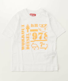 【SALE／49%OFF】DIESEL DIESEL ブランドロゴグラフィック半袖Tシャツカットソー Kids シフォン トップス カットソー・Tシャツ オレンジ ホワイト ブラック【送料無料】
